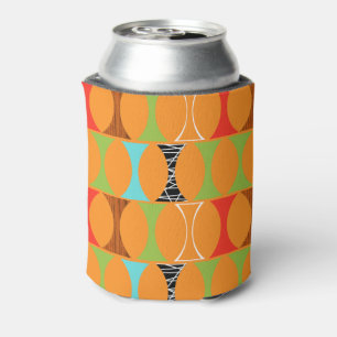 Mid Century Modern Orange Pattern Can Cooler