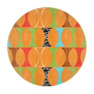 Mid Century Modern Orange Pattern Cutting Board