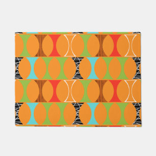 Mid Century Modern Orange Pattern Door Mat