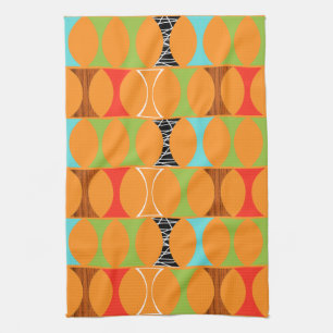 Mid Century Modern Orange Pattern Kitchen Towel