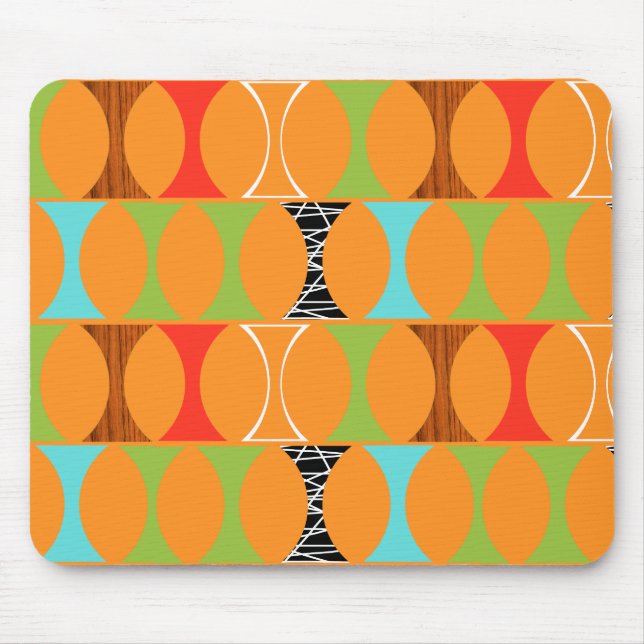 Mid Century Modern Orange Pattern Mousepad (Front)
