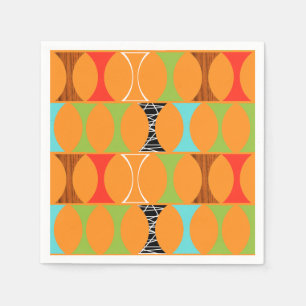 Mid Century Modern Orange Pattern Paper Napkins