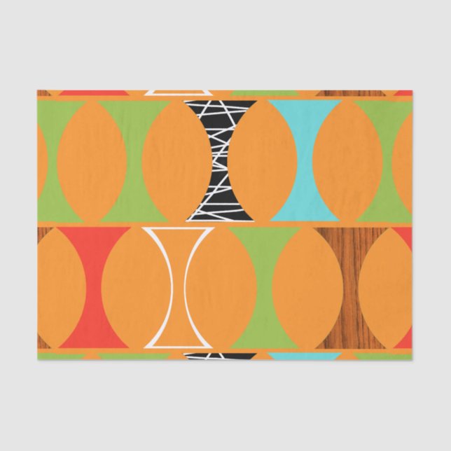 Mid Century Modern Orange Pattern Tissue Paper (Front)