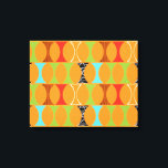 Mid Century Modern Orange Pattern Wrapped Canvas<br><div class="desc">Knock, knock. Who's there? Mid Century Modern Orange Pattern Wrapped Canvas! Hey, with a design this retro, you don't need a punch line. This perfectly mod pattern features a vibrant orange background and rows of an adorably kitschy shape in green, red, turquoise, black & white, and wood grain. The shape...</div>