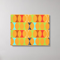 Mid Century Modern Orange Pattern Wrapped Canvas
