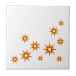 Mid-Century Modern Orange Starburst Design Tile<br><div class="desc">Mid-century modern inspired design featuring vintage retro orange starbursts in an organic design on a white background. Simple,  clean modern design.</div>