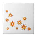 Mid-Century Modern Orange Starburst Design Tile<br><div class="desc">Mid-century modern inspired design featuring vintage retro orange starbursts in an organic design on a white background. Simple, clean modern design.</div>