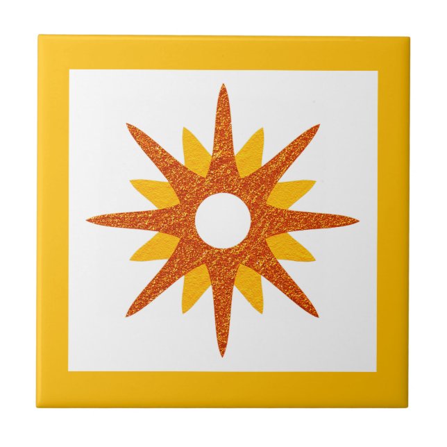 Mid-Century Modern Orange Starburst Tile (Front)