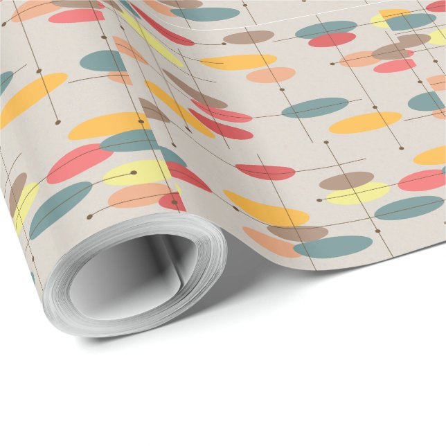 Mid-Century Modern Orbiting Ovals Wrapping Paper (Roll Corner)