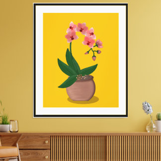 Mid-Century Modern Orchid Illustration Canvas Print