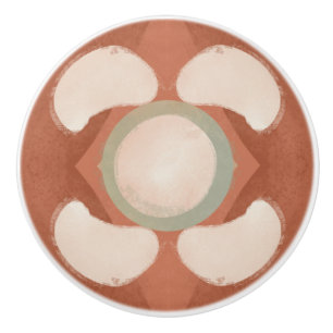 Mid Century Modern Organic Pattern Terracotta Mint Ceramic Knob