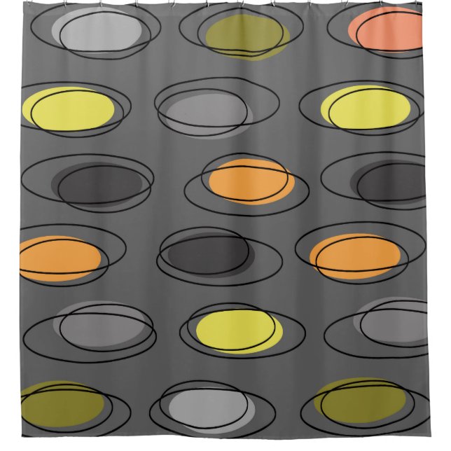 Mid Century Modern Ovals Scribbles Slate Grey (Front)