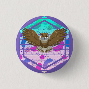 Mid Century Modern Owl 1 Inch Round Button