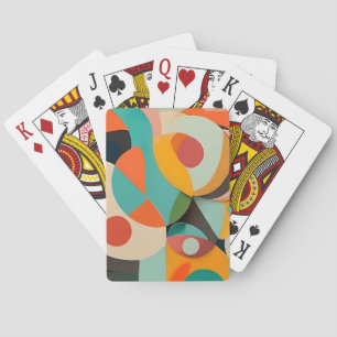 Mid Century Modern Painting, Various Colours Playing Cards