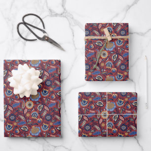 Mid Century Modern Paisley Pattern Wrapping Paper Sheet