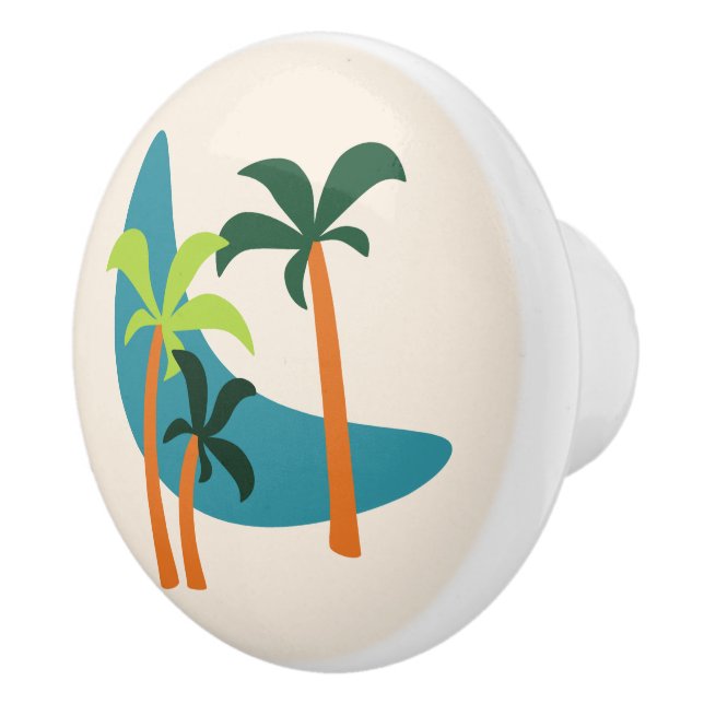 Mid Century Modern Palm Oasis Ceramic Knob (Right)