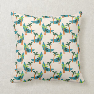 Mid Century Modern Palm Oasis Pattern Throw Pillow