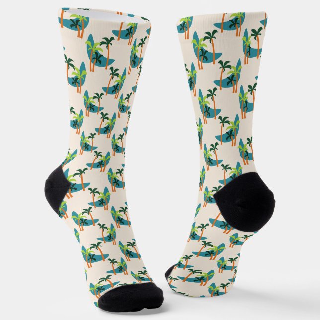 Mid Century Modern Palm Oasis Socks (Angled)