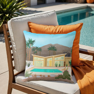 Mid Century Modern Palm Springs Pool House   Throw Pillow
