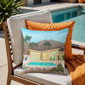 Mid Century Modern Palm Springs Pool House | Throw Pillow