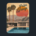 Mid-Century Modern Paradise: Palm Springs Magnet<br><div class="desc">This vibrant poster captures the essence of Palm Springs with a stylish Mid-Century Modern house,  a sparkling pool,  and iconic desert scenery. A perfect souvenir from your California getaway.</div>