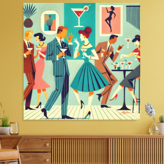 Mid Century Modern Party The Martini Dance Canvas Print