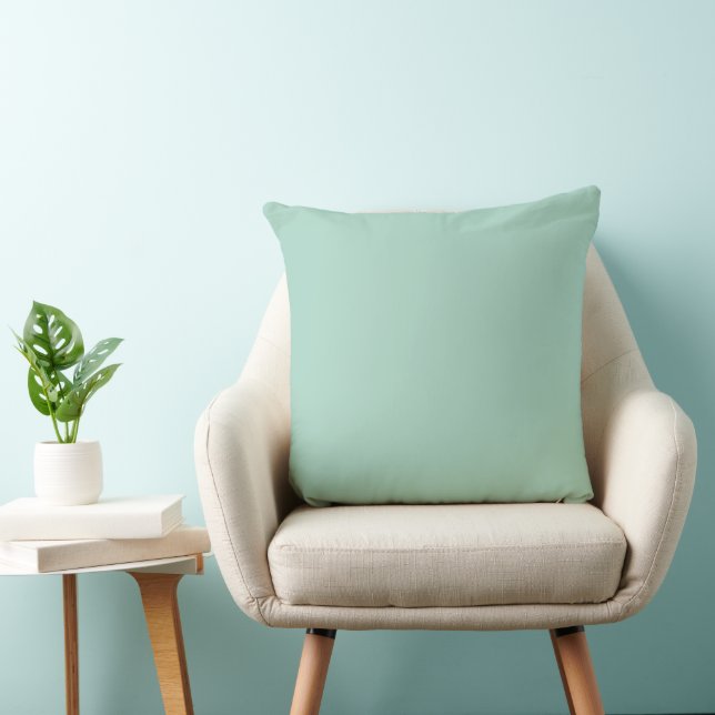 Mid Century Modern Pastel Teal Solid Throw Pillow (Chair)