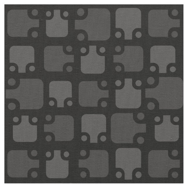 Mid Century Modern Pattern Black Fabric (Close Up)