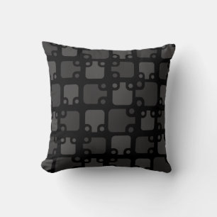 Mid Century Modern Pattern Black Throw Pillow