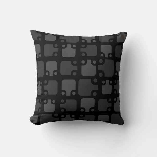 Mid Century Modern Pattern Black Throw Pillow (Front)