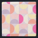 Mid Century Modern Pattern Colourful Collage Stone Coaster<br><div class="desc">Retro mid century modern pattern – abstract geometric shapes – Minimalist pattern in pastel colours – lavender,  purple,  lilac,  pink,  Orange,  yellow and white.</div>