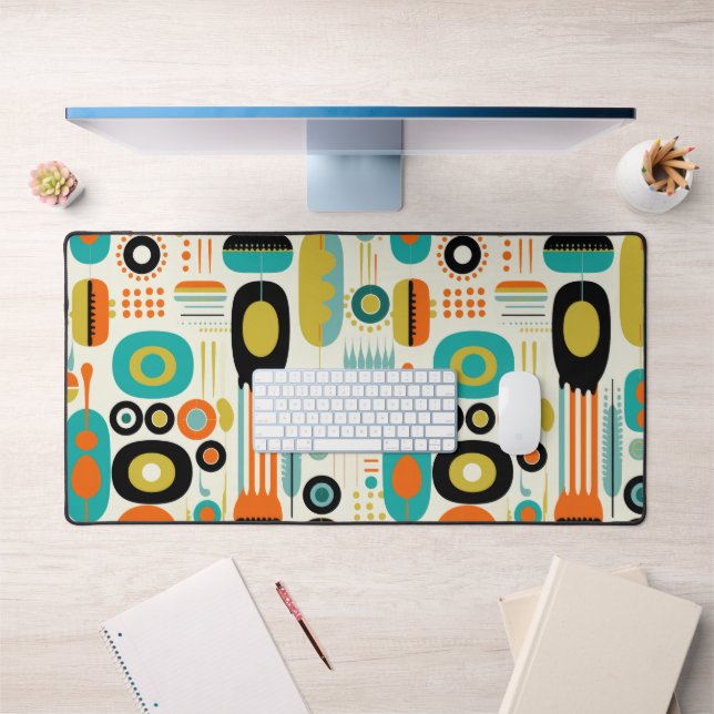 Mid Century Modern Pattern Colourful RETRO  Desk Mat (Office 1)