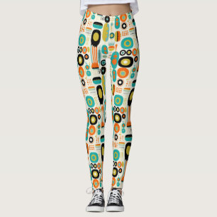 Mid Century Modern Pattern Colourful Retro Stylish Leggings