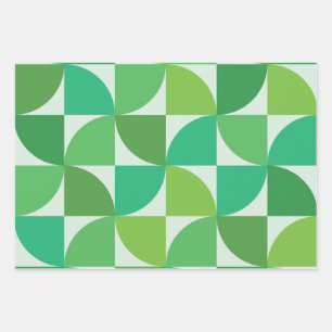  Mid Century Modern pattern  Green and teal  Wrapping Paper Sheet