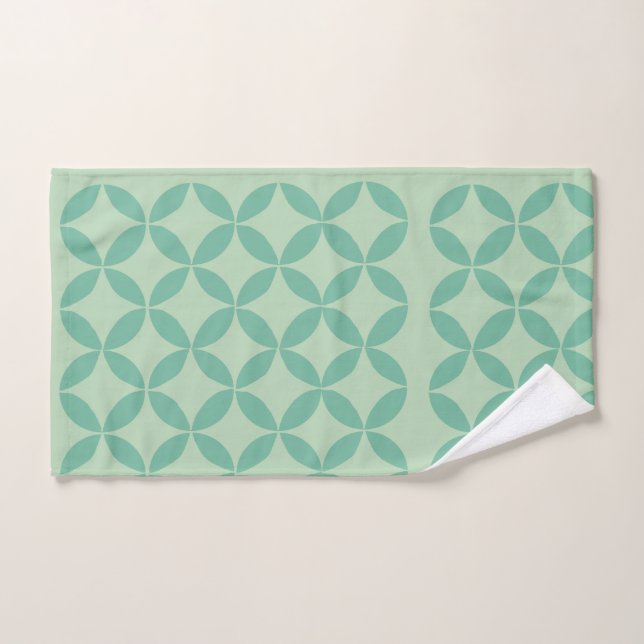 Mid Century Modern Pattern in Mint Green Art  Bath Towel Set (Hand Towel)