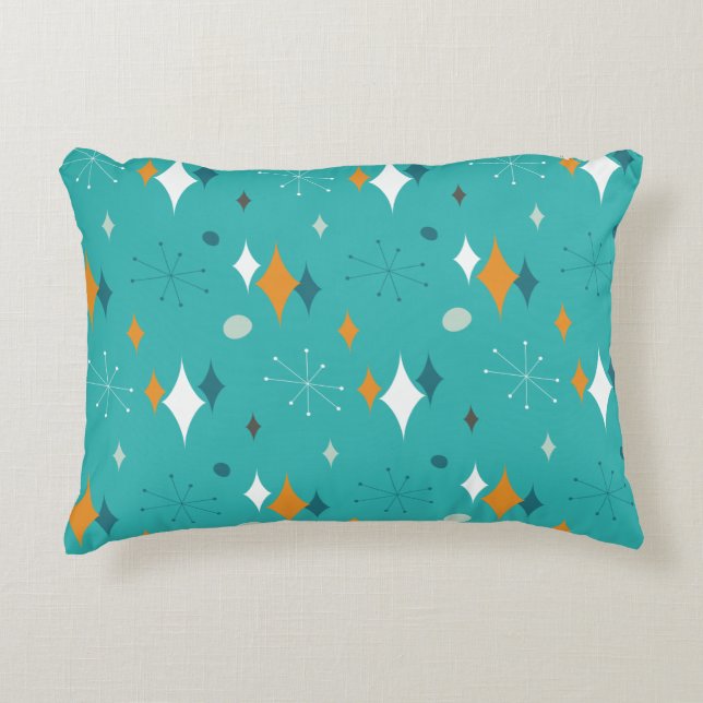 Mid Century Modern Pattern in Teal Accent Pillow (Front)