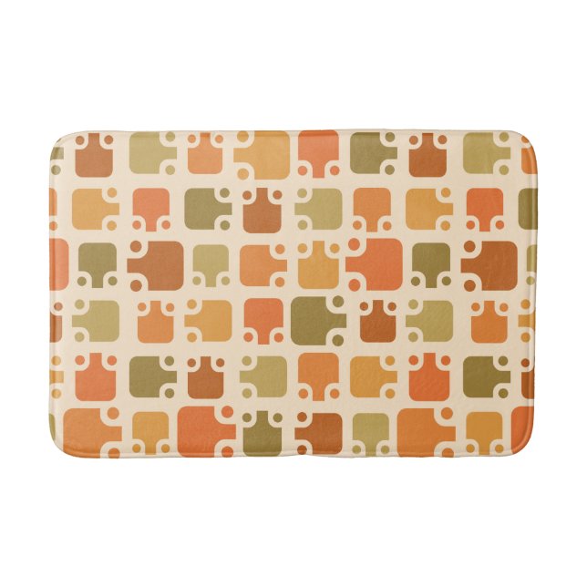 Mid Century Modern Pattern Ochre Bath Mat (Front)
