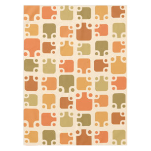 Mid Century Modern Pattern Ochre Tablecloth