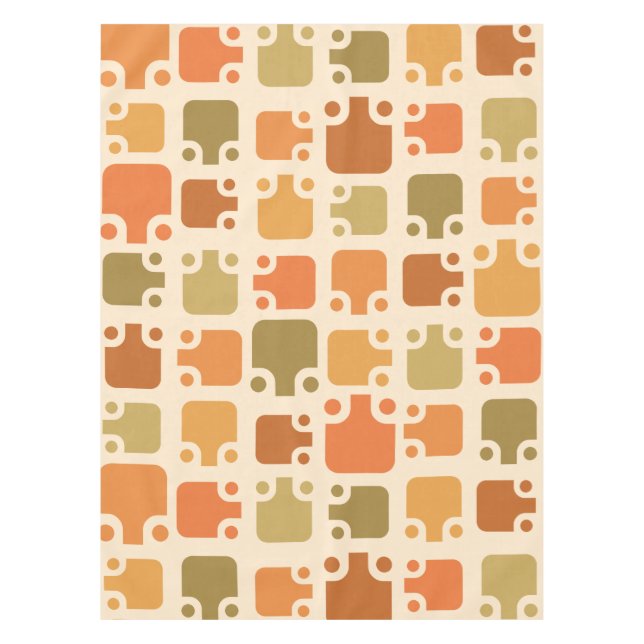 Mid Century Modern Pattern Ochre Tablecloth (Front)