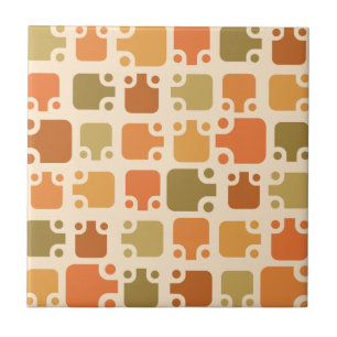 Mid Century Modern Pattern Ochre Tile