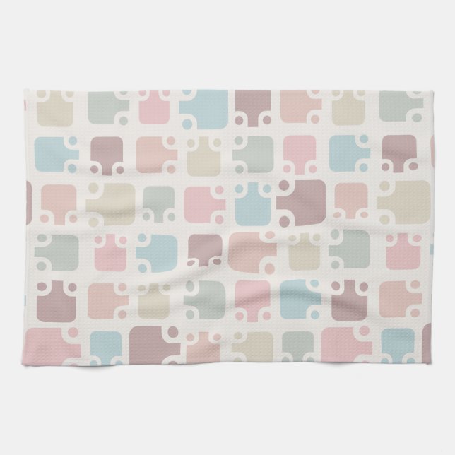 Mid Century Modern Pattern Pastel Kitchen Towel (Horizontal)