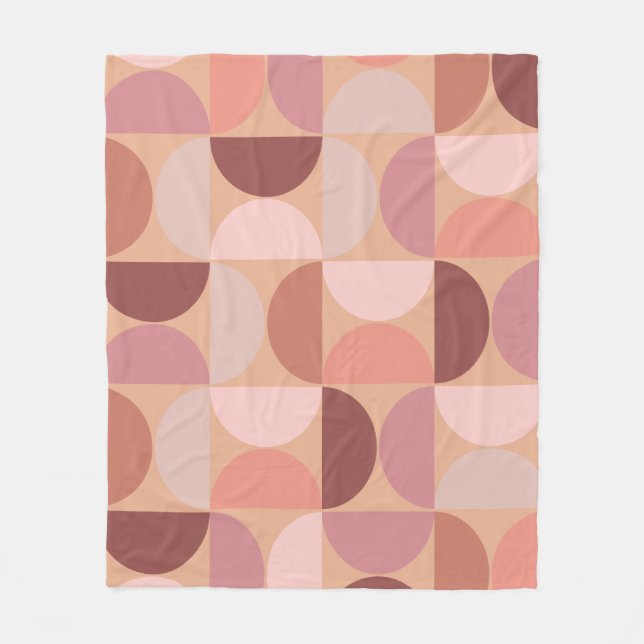 Mid Century Modern Pattern Peach Fuzz Fleece Blanket (Front)