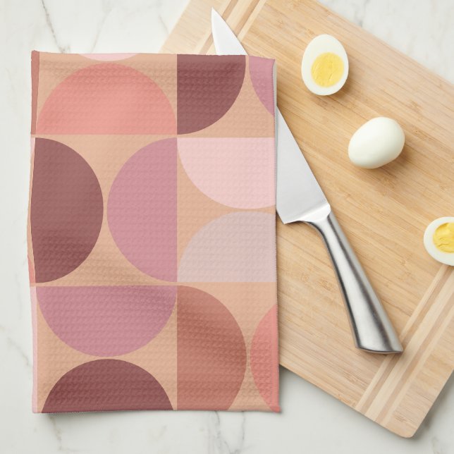 Mid Century Modern Pattern Peach Fuzz Kitchen Towel (Quarter Fold)