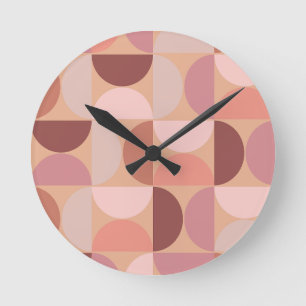 Mid Century Modern Pattern Peach Fuzz Round Clock