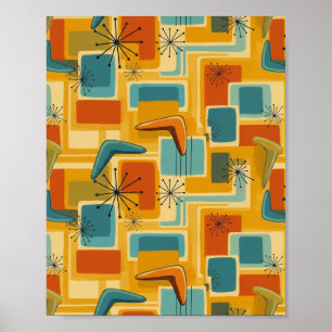  Mid-Century Modern Pattern - Retro Wall Art