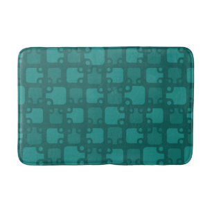 Mid Century Modern Pattern Teal Bath Mat