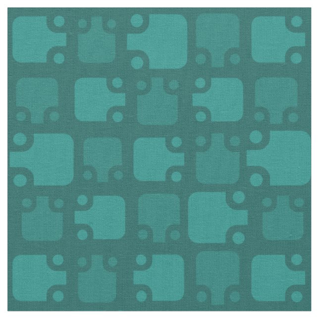 Mid Century Modern Pattern Teal Fabric (Close Up)