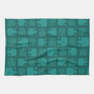 Mid Century Modern Pattern Teal Kitchen Towel