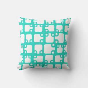 Mid Century Modern Pattern Turquoise 2 Throw Pillow