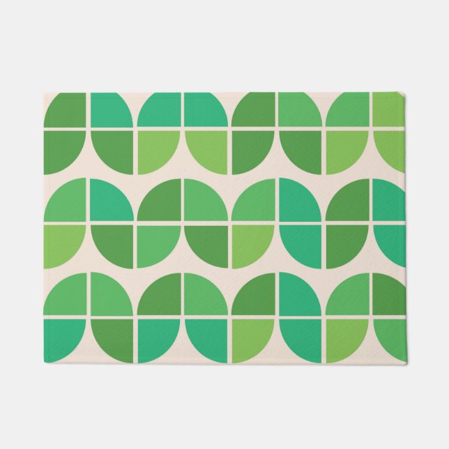  Mid Century Modern  Pattern with geometric green  Doormat (Front)